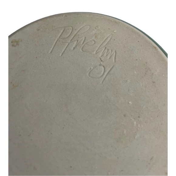 VTG Paul Pfrehm Signed Dish Jar Lidded Green Pottery Stoneware
Dated 2001 - Picture 6 of 12